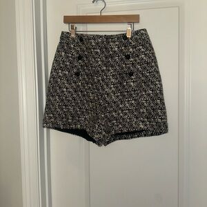 Women's Black and White Tweed Shorts